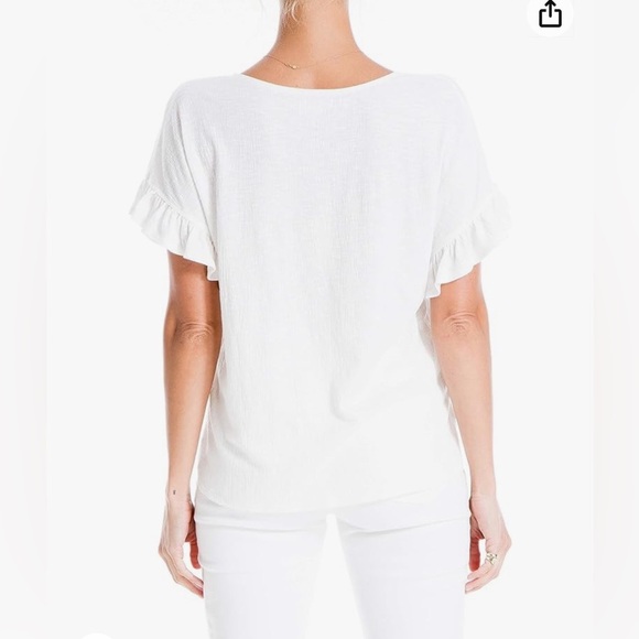 Max Studio Women’s Ruffle Shirt Sleeve Knit Top Blouse. White size small - Picture 2 of 12